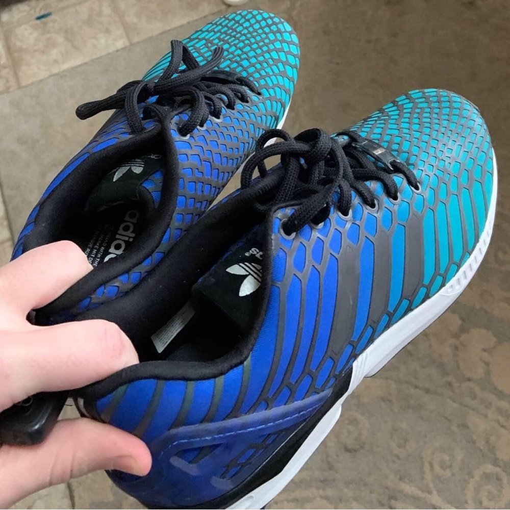 NWOT Reflective Holographic ZX FLUX XENO Blue Black Turquoise Adidas Shoes B2444 - Picture 16 of 17
